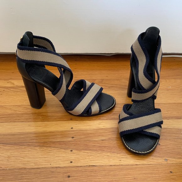 Tory Burch Laurie elastic strappy chunky heels - Picture 1 of 2